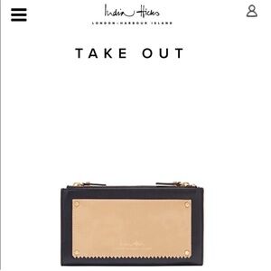 India Hicks Take Out double-zip wallet in black and tan leather
